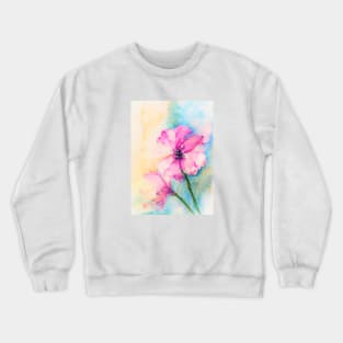 Pink Flowers Watercolor Abstract Crewneck Sweatshirt
